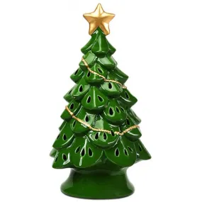 11.5" Pre-Lit Ceramic Hollow Christmas Tree with LED Lights