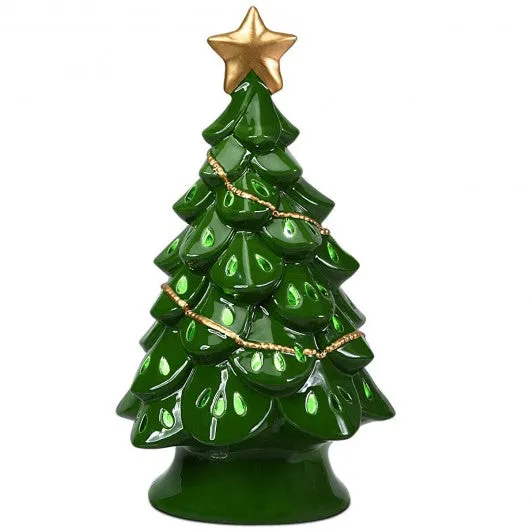 11.5" Pre-Lit Ceramic Hollow Christmas Tree with LED Lights