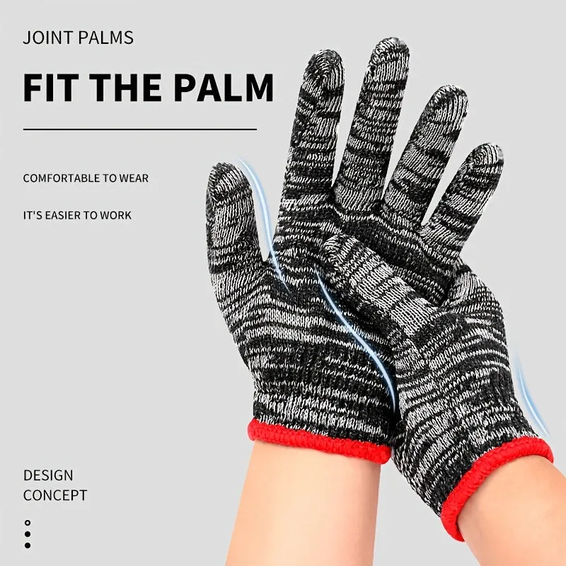 12 Pairs of Nylon Lined Safety Work Gloves for All