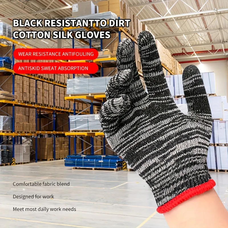 12 Pairs of Nylon Lined Safety Work Gloves for All