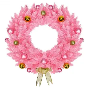 24" Artificial PVC Christmas Wreath with Ornament Balls