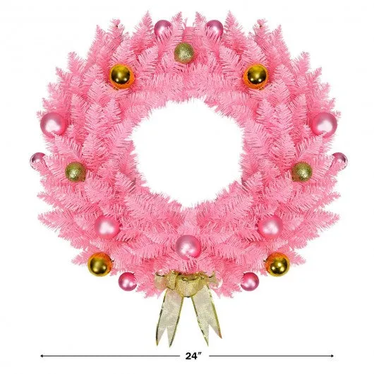 24" Artificial PVC Christmas Wreath with Ornament Balls