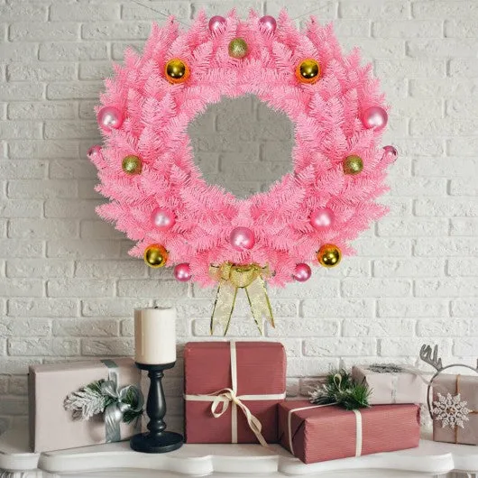 24" Artificial PVC Christmas Wreath with Ornament Balls