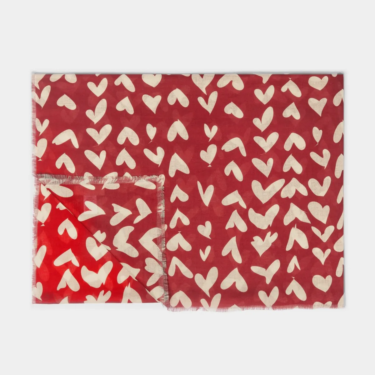 Abstract Heart Print Scarf | Garnet Red & Light Taupe