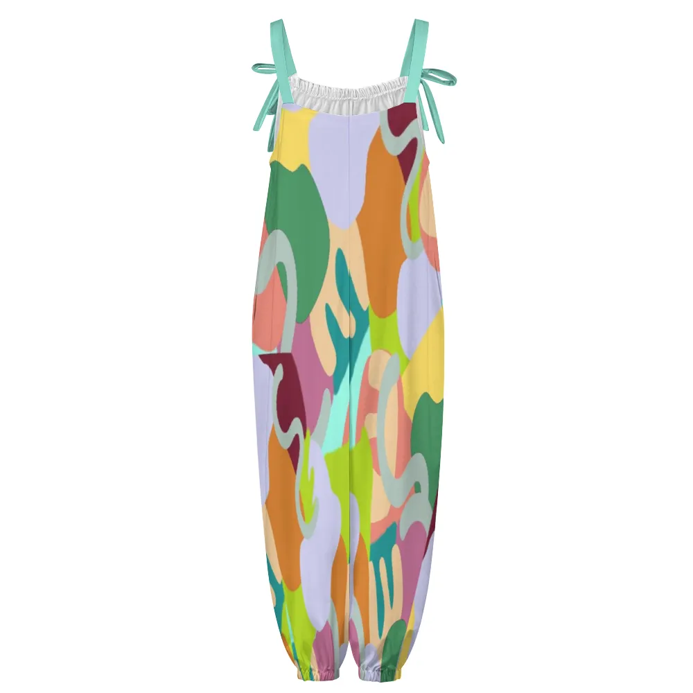 Abstract Wild Women's Jumpsuit with Suspenders