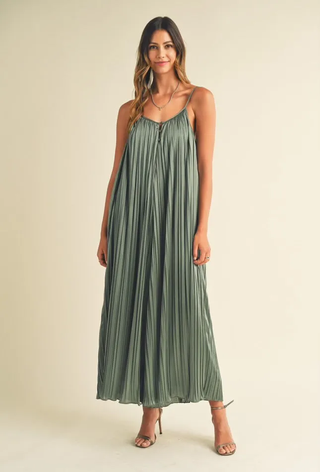 Alani Sleeveless Pleated Wide Leg Jumpsuit