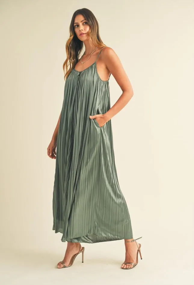 Alani Sleeveless Pleated Wide Leg Jumpsuit