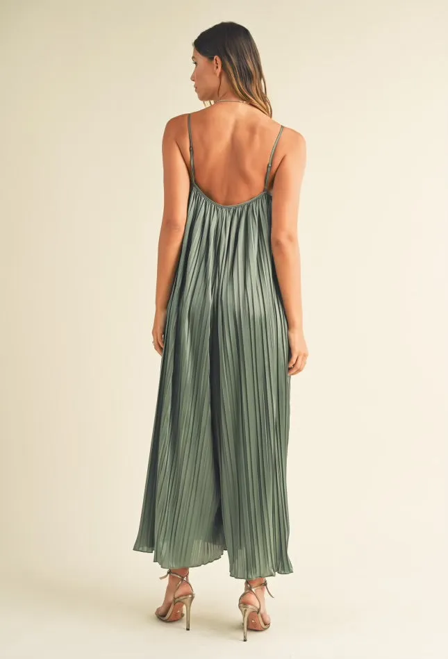 Alani Sleeveless Pleated Wide Leg Jumpsuit