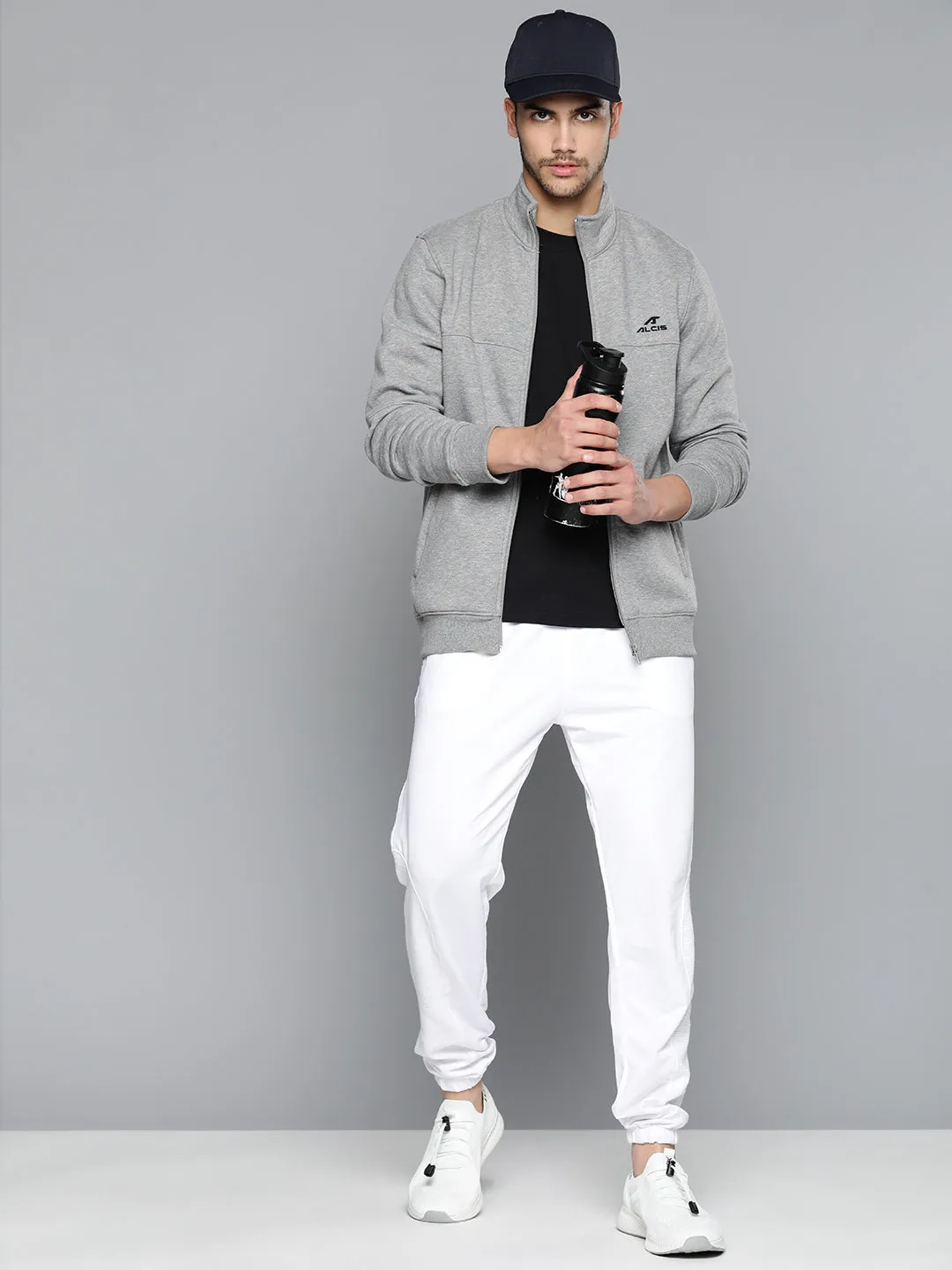 Alcis Men Grey Melange Running Sporty Jacket