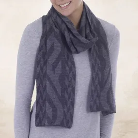 Alpaca Blend Scarf in Dolphin Grey and Slate from Peru - Mountain Scent in Grey | NOVICA