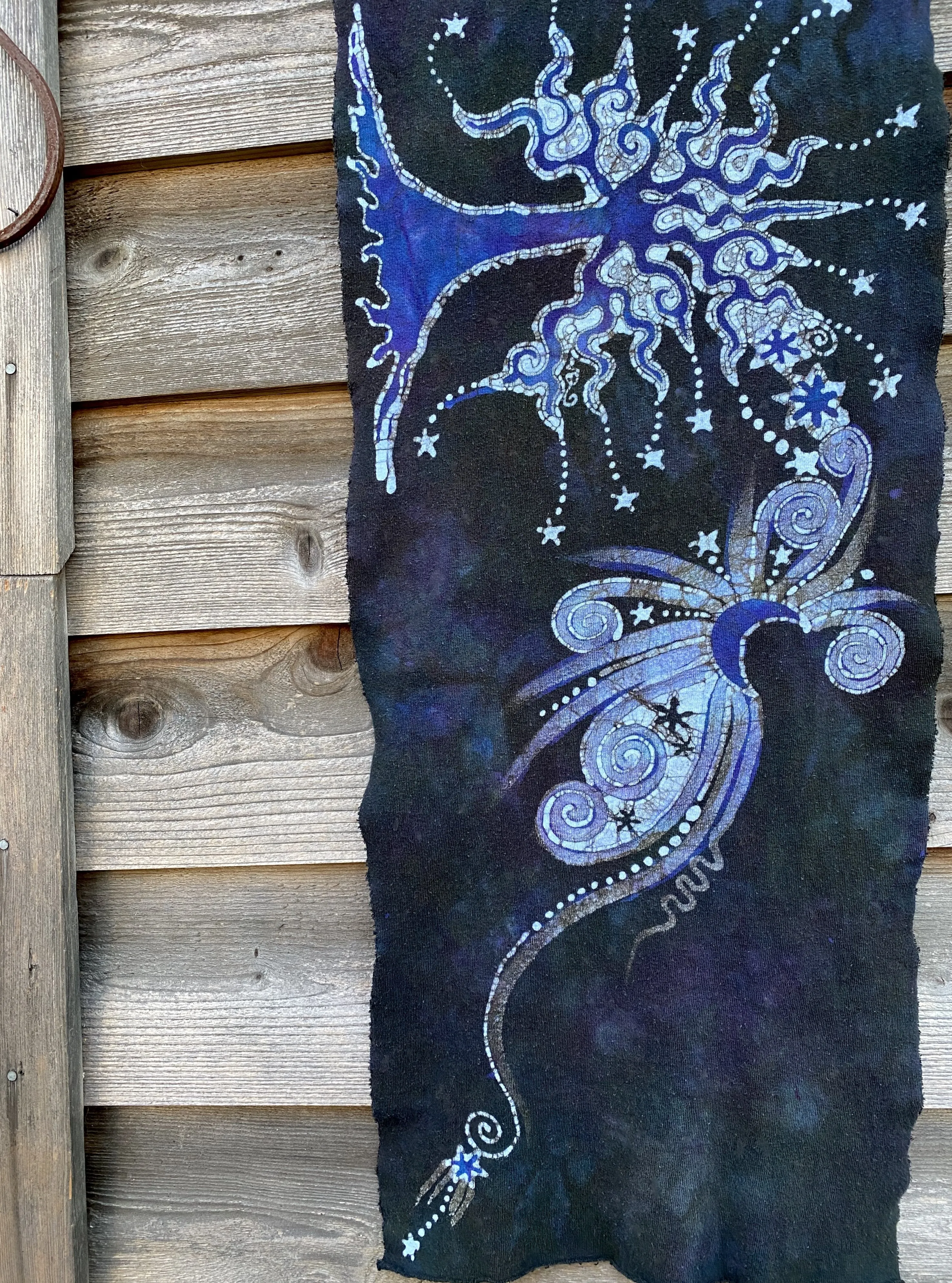 Amethyst Oak Tree - Hand Painted Thick Cotton Knit Scarf