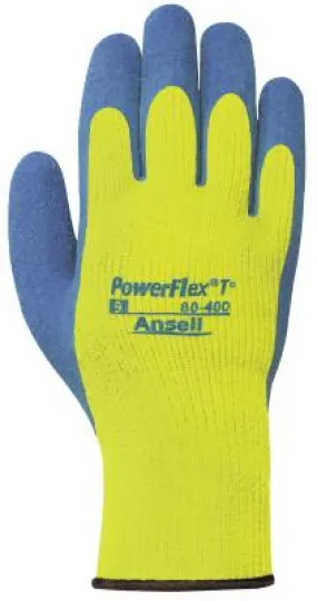 Ansell PowerFlex Natural Rubber Gloves, 9,, 80-400-9