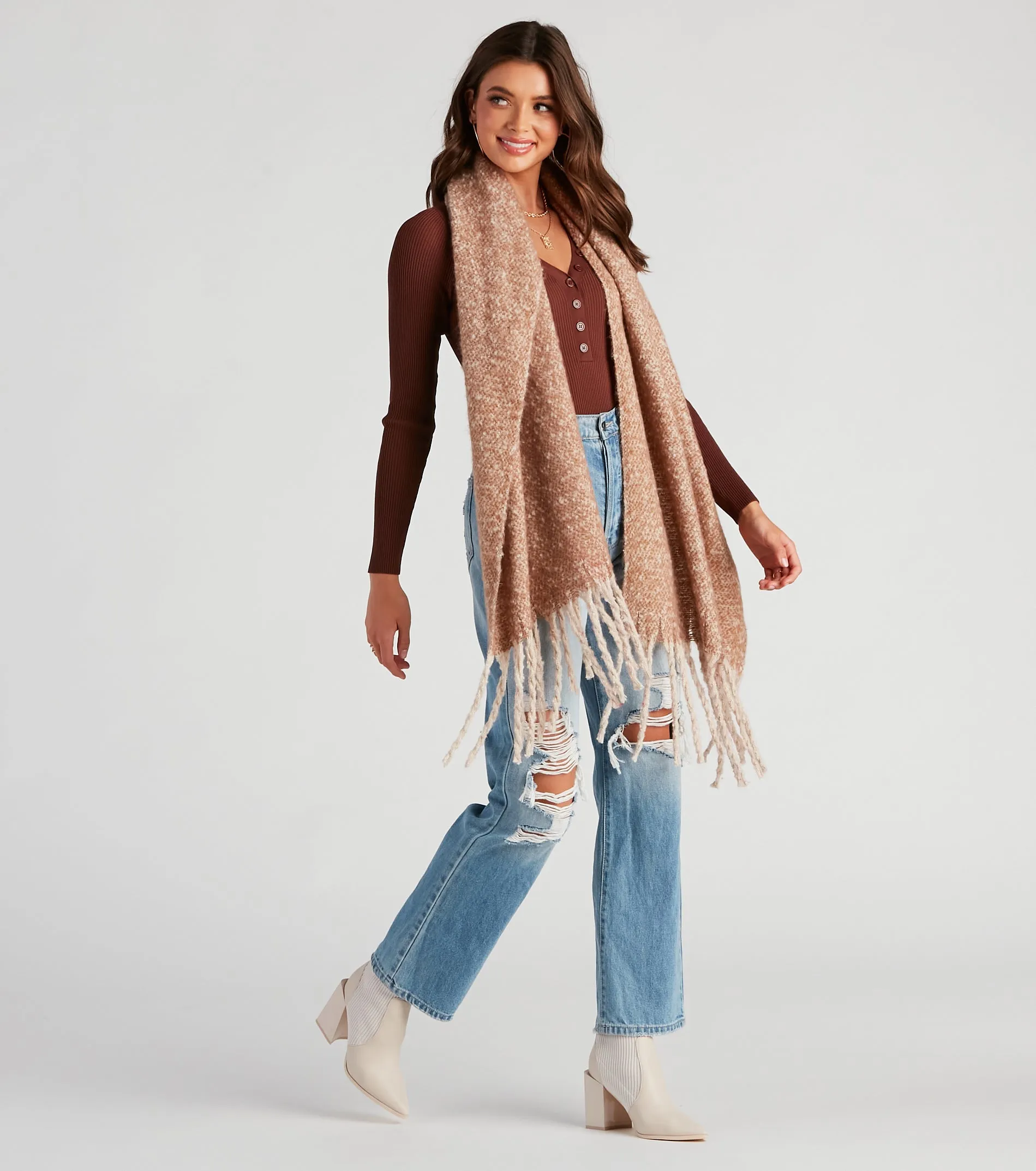 Autumn Vibes Fringe Blanket Scarf