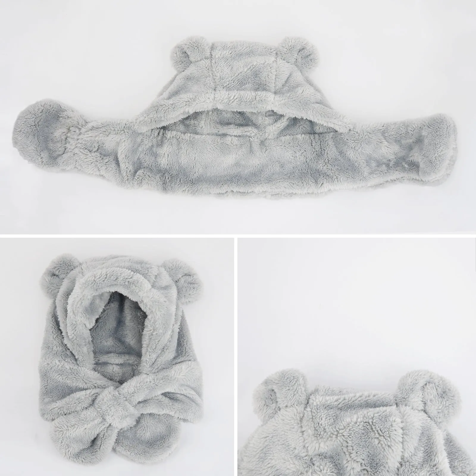 Baby Winter Earflap Bunny Bear Cozy Plush Fleece Hat | Rabbit Grey