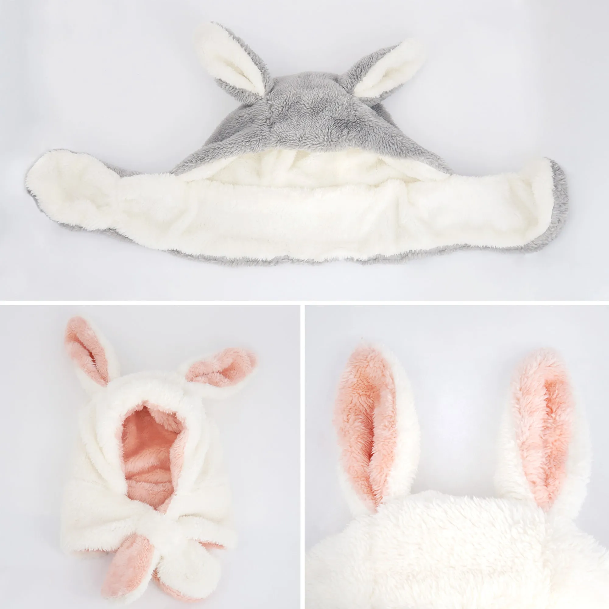 Baby Winter Earflap Bunny Bear Cozy Plush Fleece Hat | Rabbit Grey