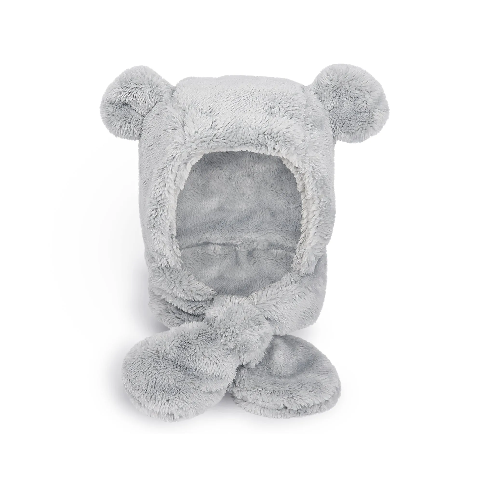 Baby Winter Earflap Bunny Bear Cozy Plush Fleece Hat | Rabbit Grey