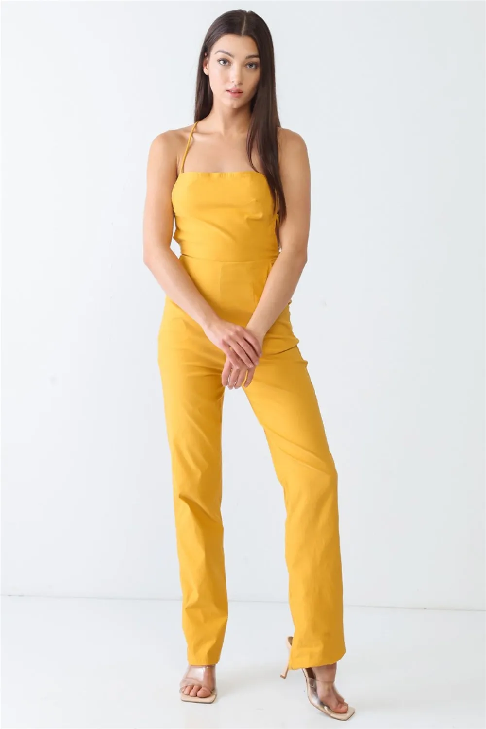 Backless Tied Spaghetti Strap Sleeveless Jumpsuit