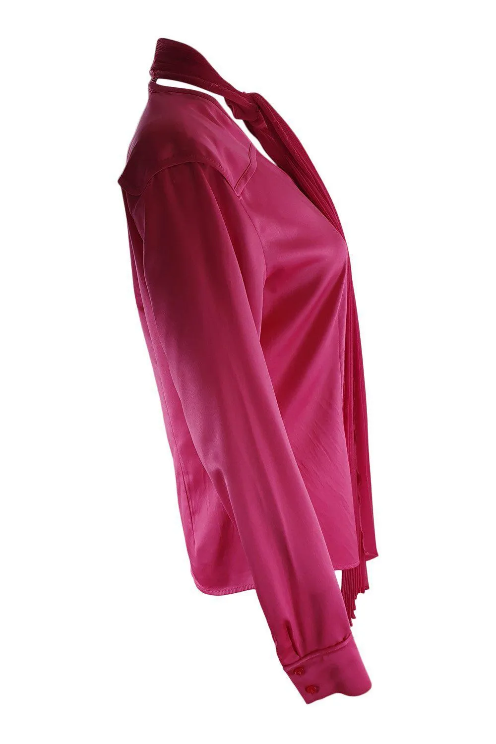 BASLER Women's Hot Pink Satin Blouse Matching Pleated Scarf (EU 36)