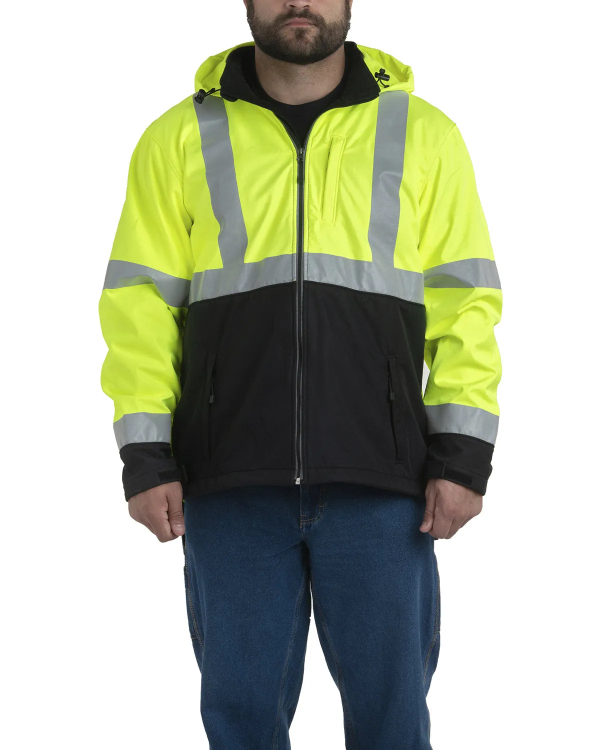 Berne Men's Tall Hi-Vis Class 3 Hooded Softshell Jacket