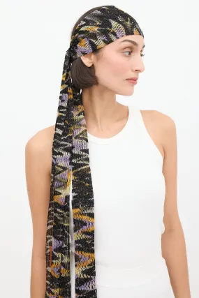 Black & Multicolour Striped Fringe Scarf