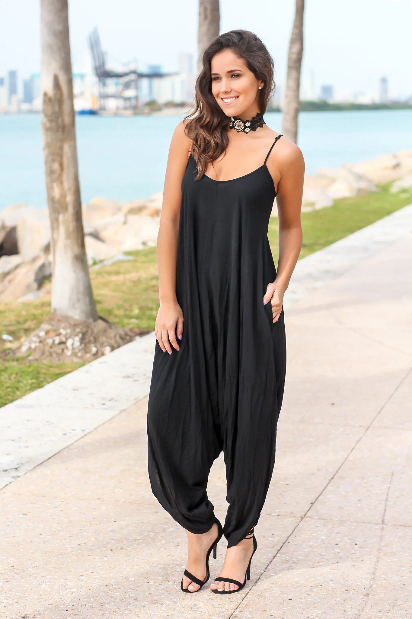 Black Jumpsuit with Criss Cross Back