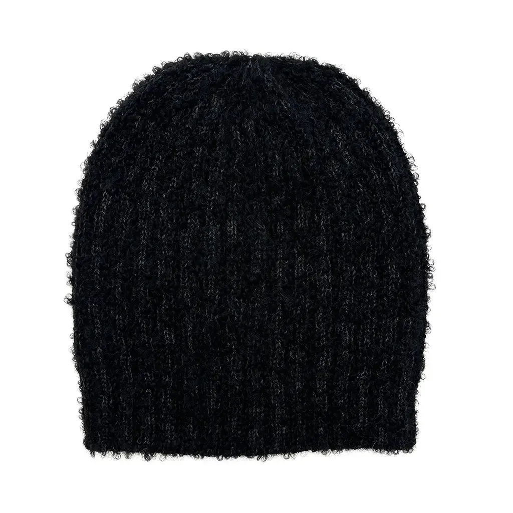 Black Loop Knit Alpaca Beanie | Ethical Style