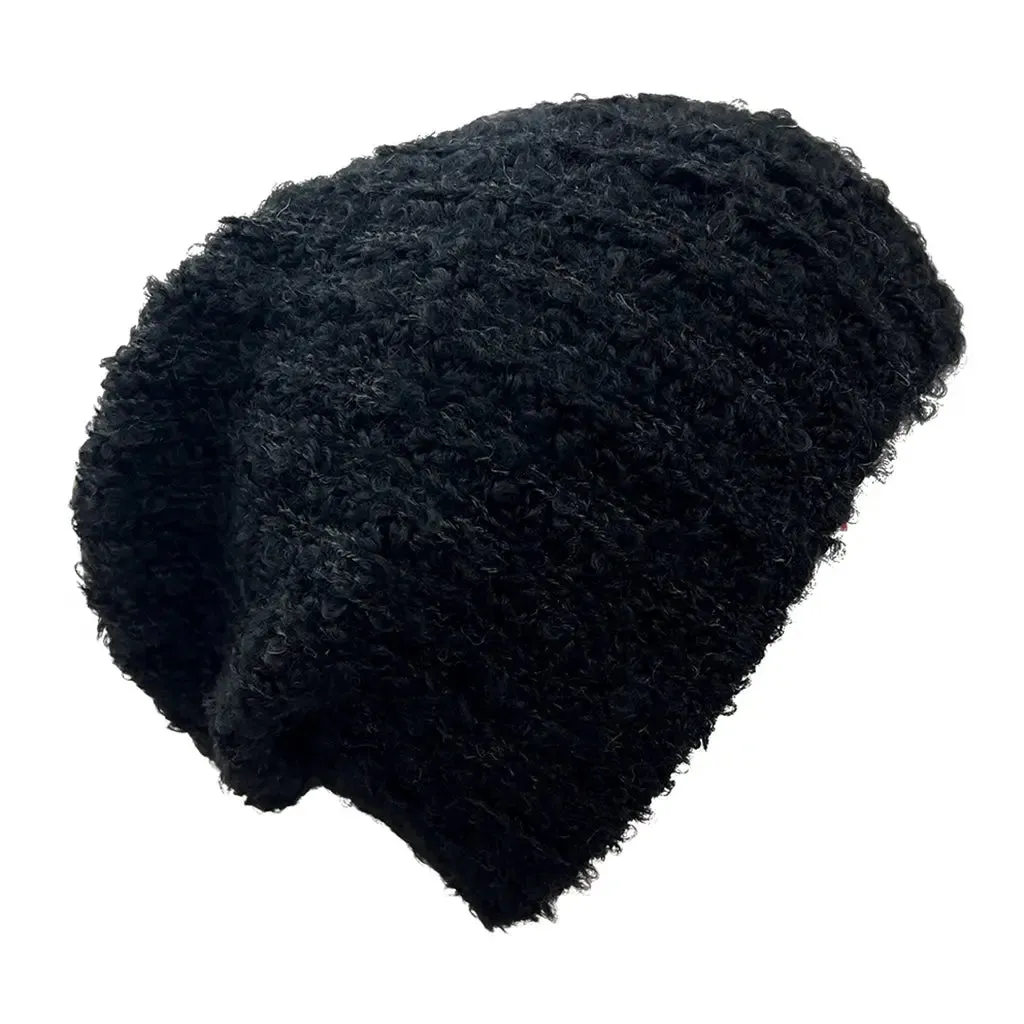 Black Loop Knit Alpaca Beanie | Ethical Style