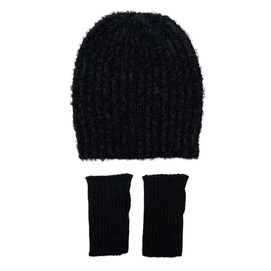 Black Loop Knit Alpaca Beanie | Ethical Style