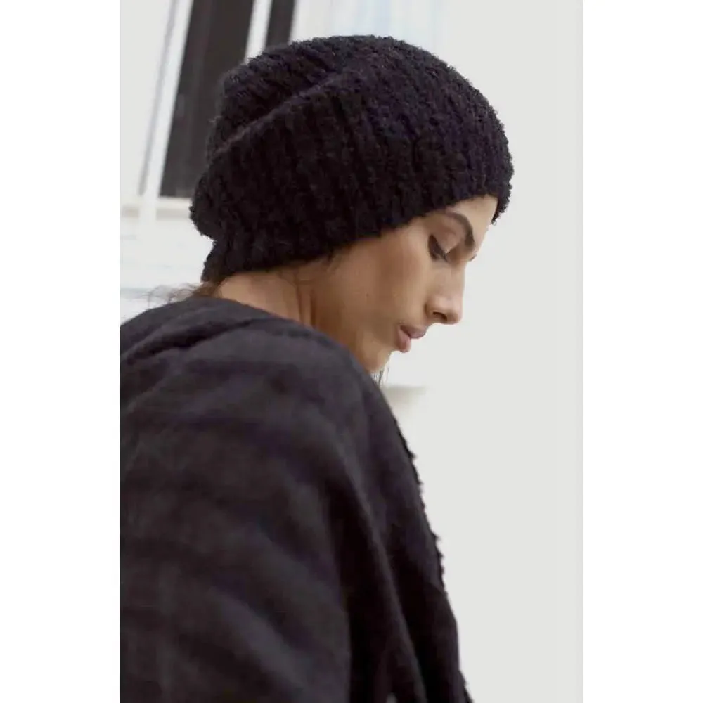 Black Loop Knit Alpaca Beanie | Ethical Style