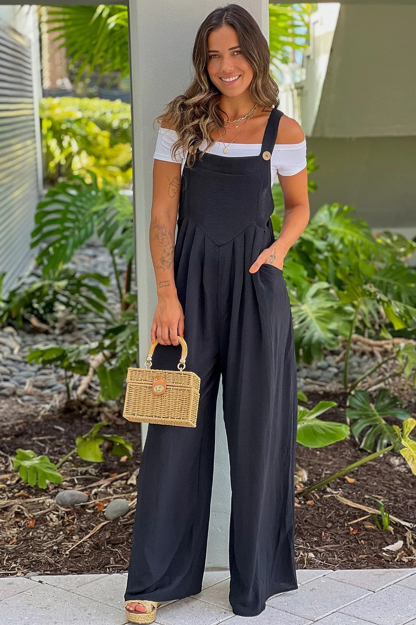 Black Square Neck Jumpsuit