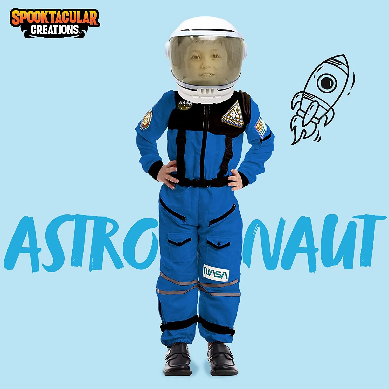 Blue Astronaut Costume with Helmet Unisex - Child