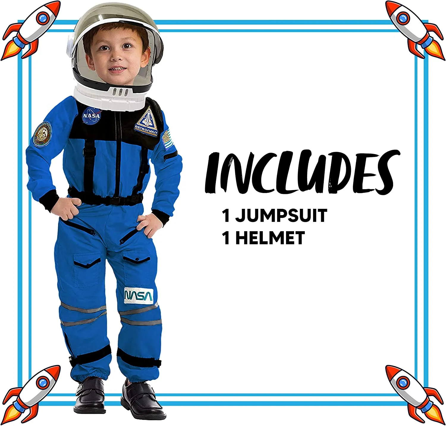 Blue Astronaut Costume with Helmet Unisex - Child