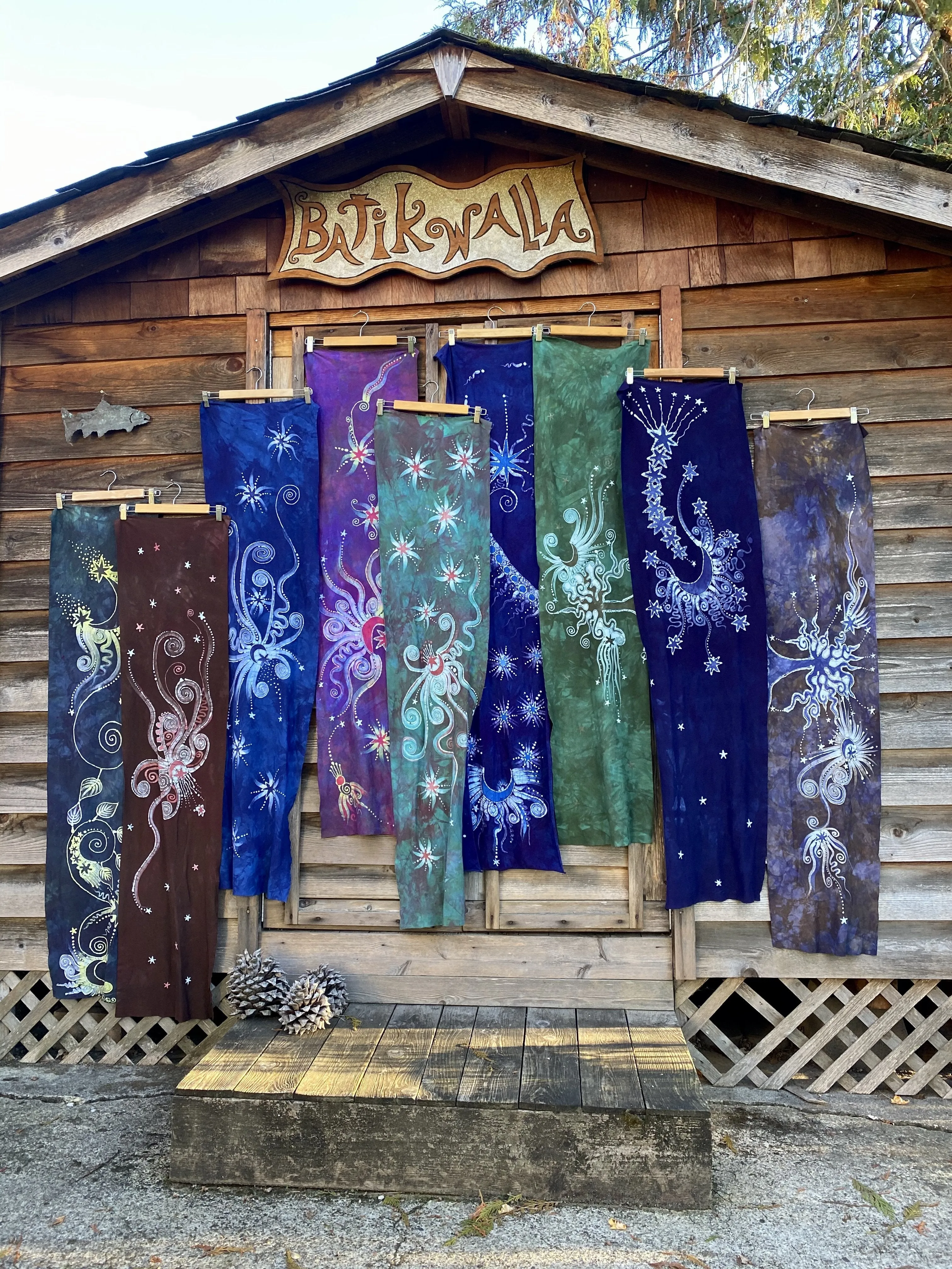 Blue Moon Rising - Hand Painted Organic Knit Fabric Scarf