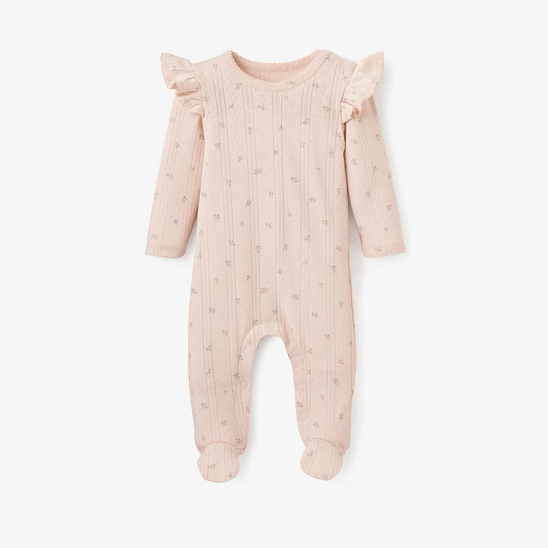 Blush Floral Organic Pointelle Cotton Baby Jumpsuit