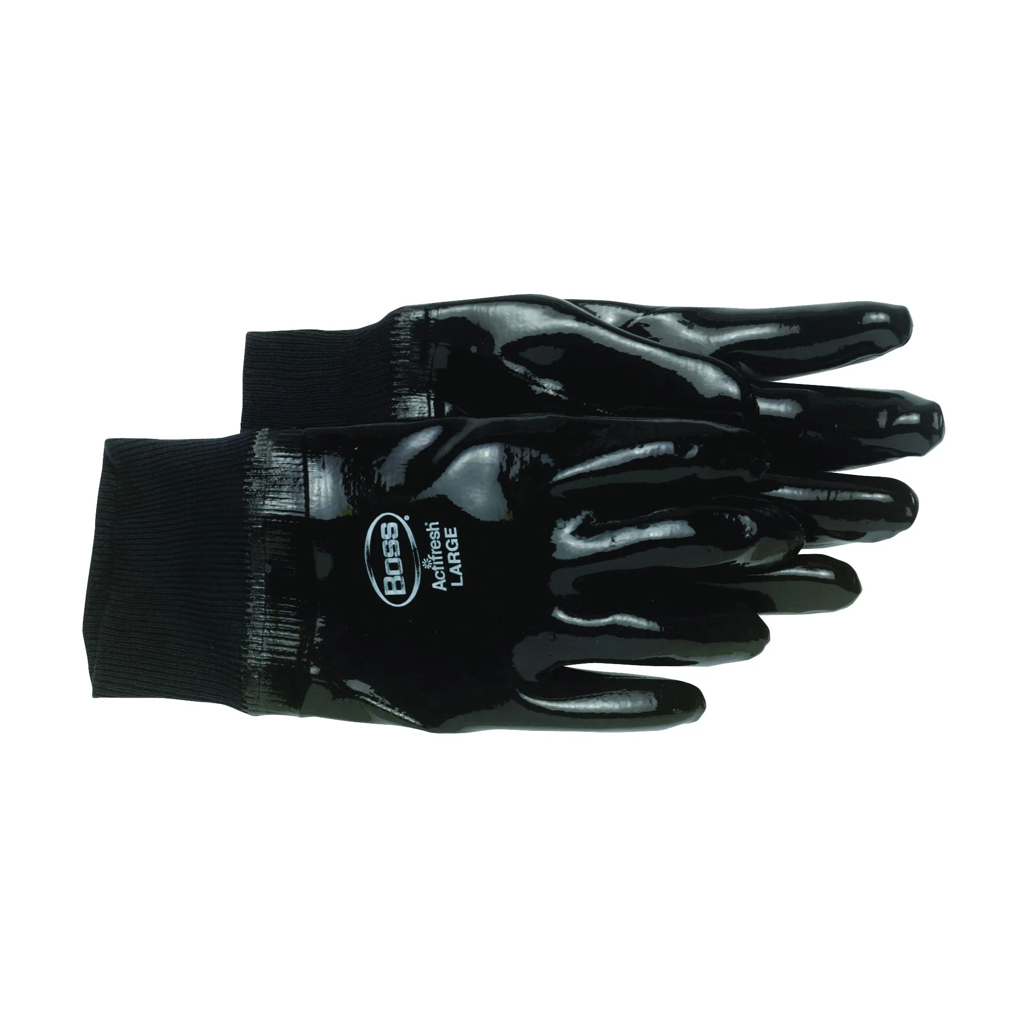 BOSS 931 Protective Gloves, L, Knit Wrist Cuff, Neoprene Glove, Black