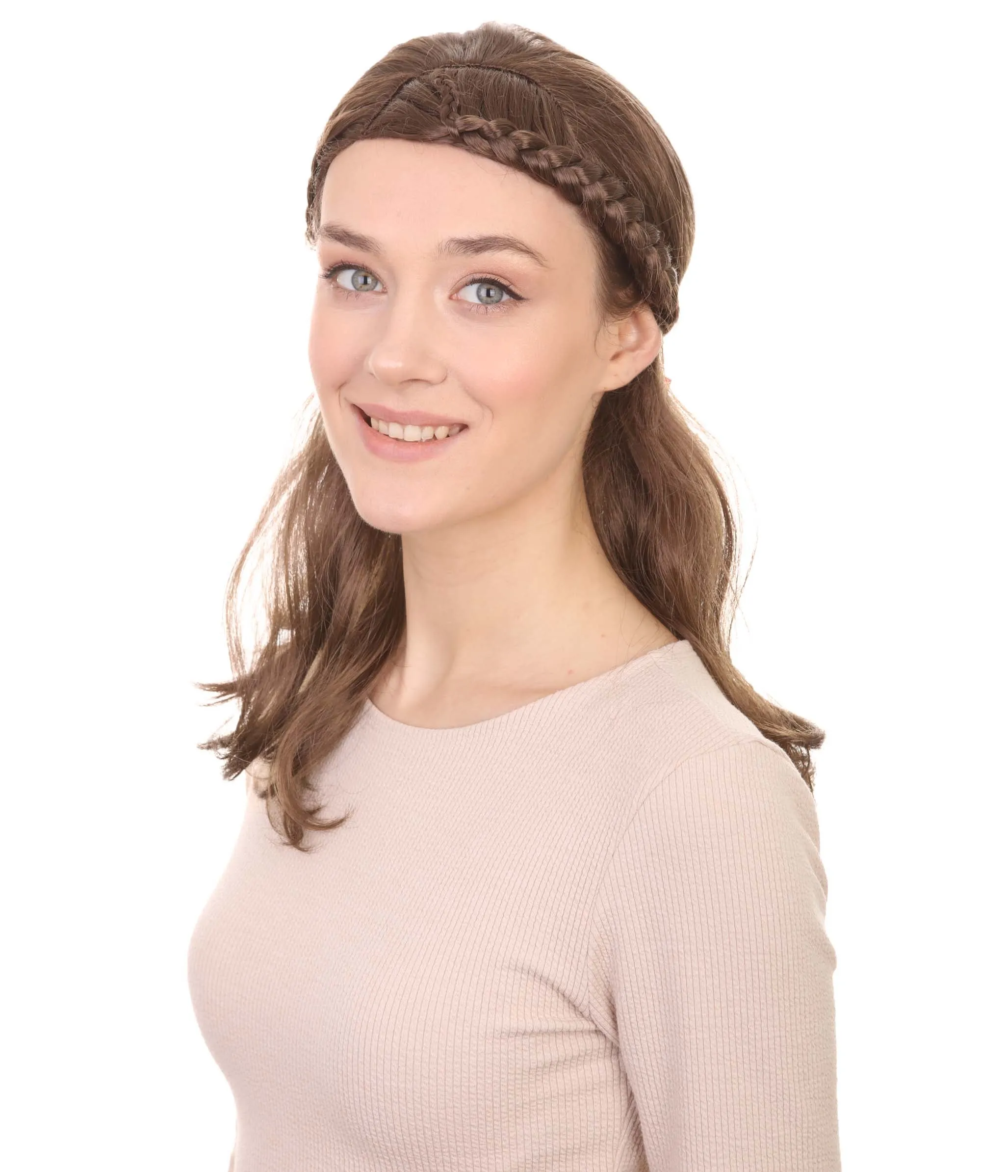 Brown Braid Womens Wig | Cosplay Halloween Wig | Premium Breathable Capless Cap