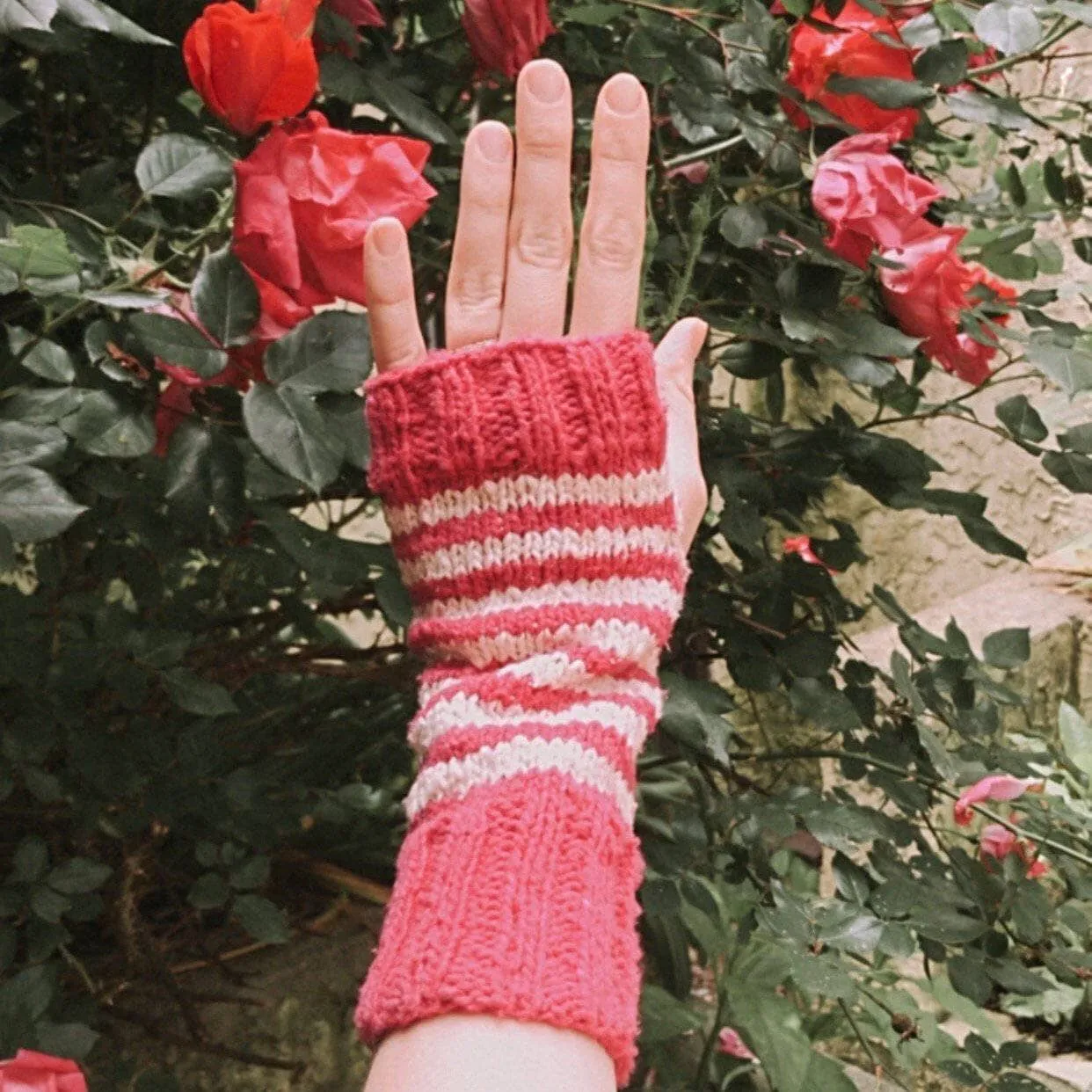 Candy Stripe Fingerless Mitts Knitting Pattern