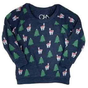 Chaser Holiday Llama Cozy Knit Girls Pullover