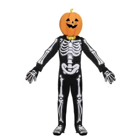 Child Boy Cute pumpkin skeleton costume