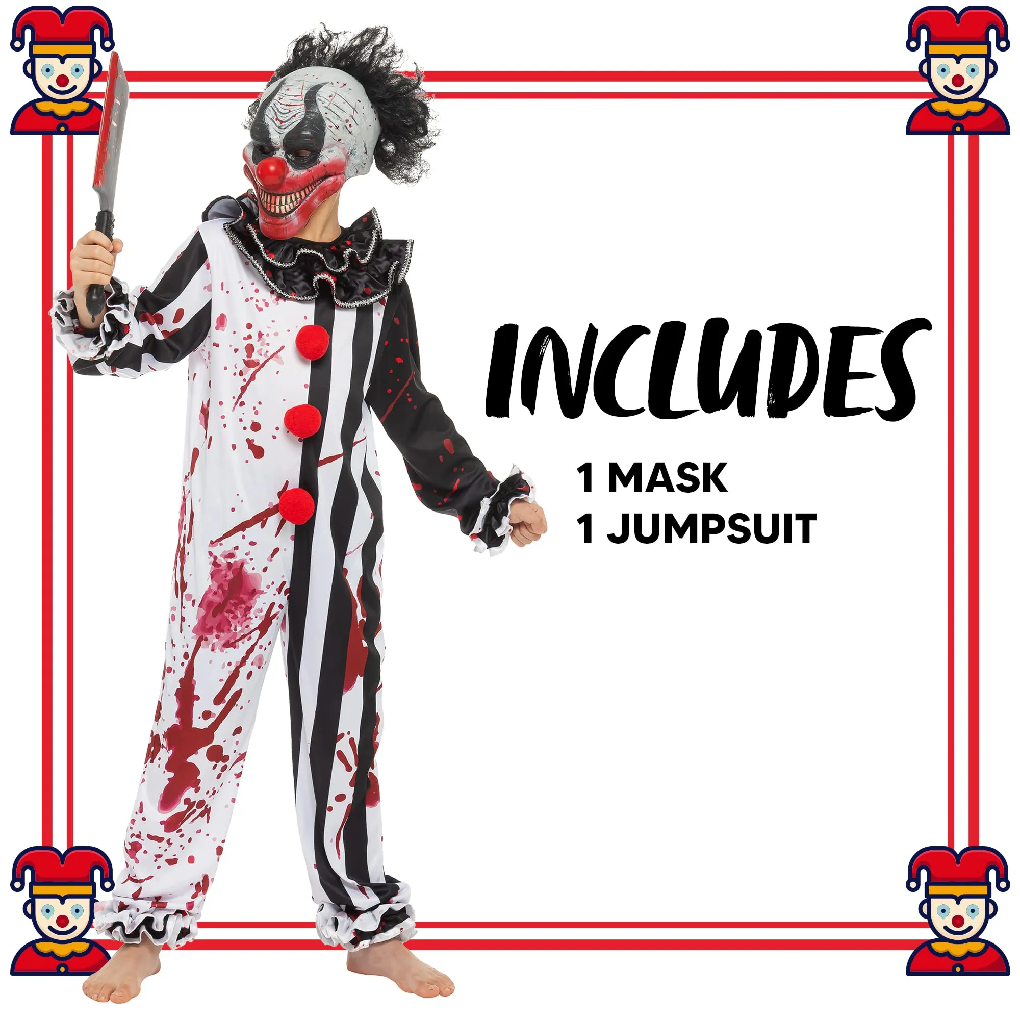 Child Boy Horror Killer Clown Costume