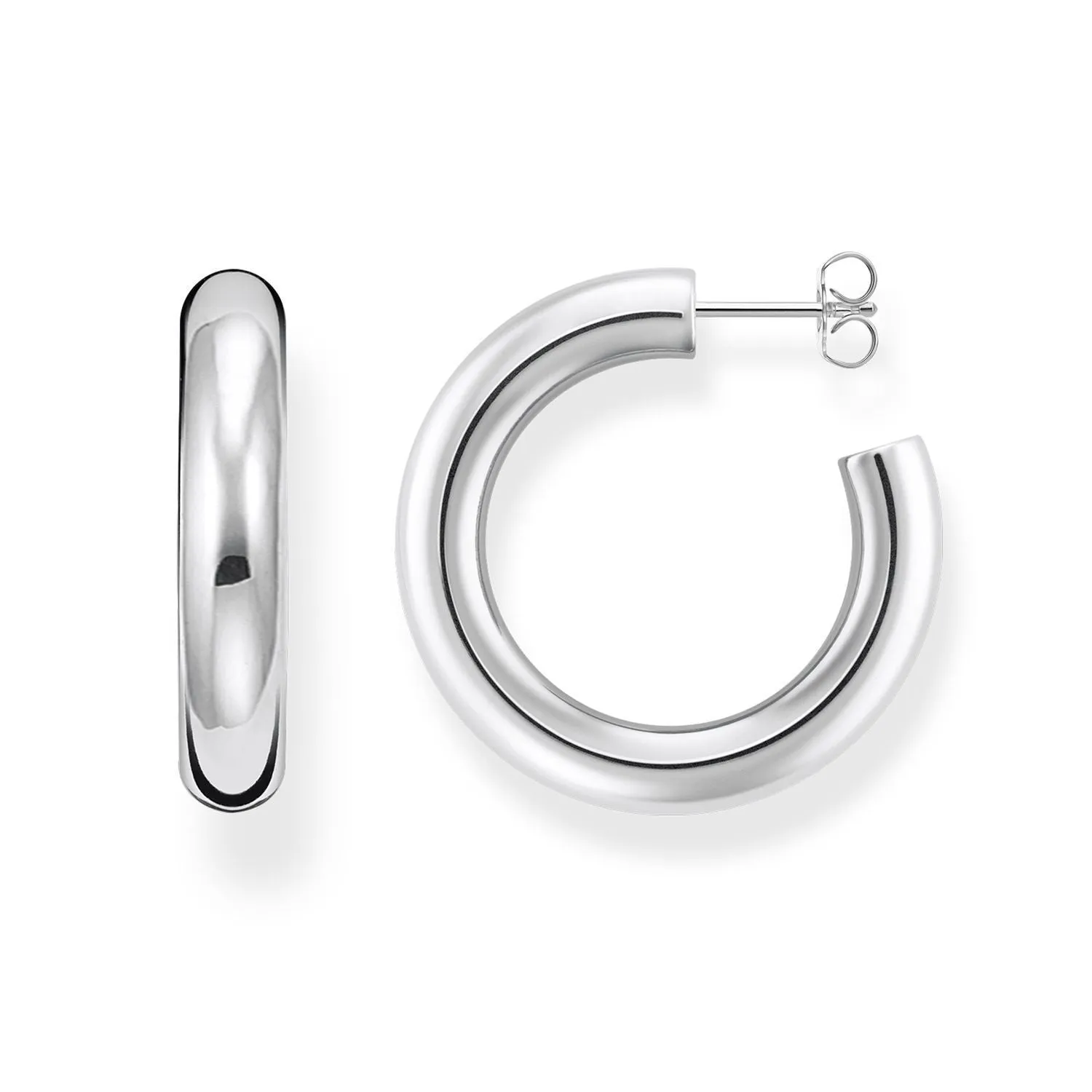 Chunky Hoop Earrings - Medium Silver