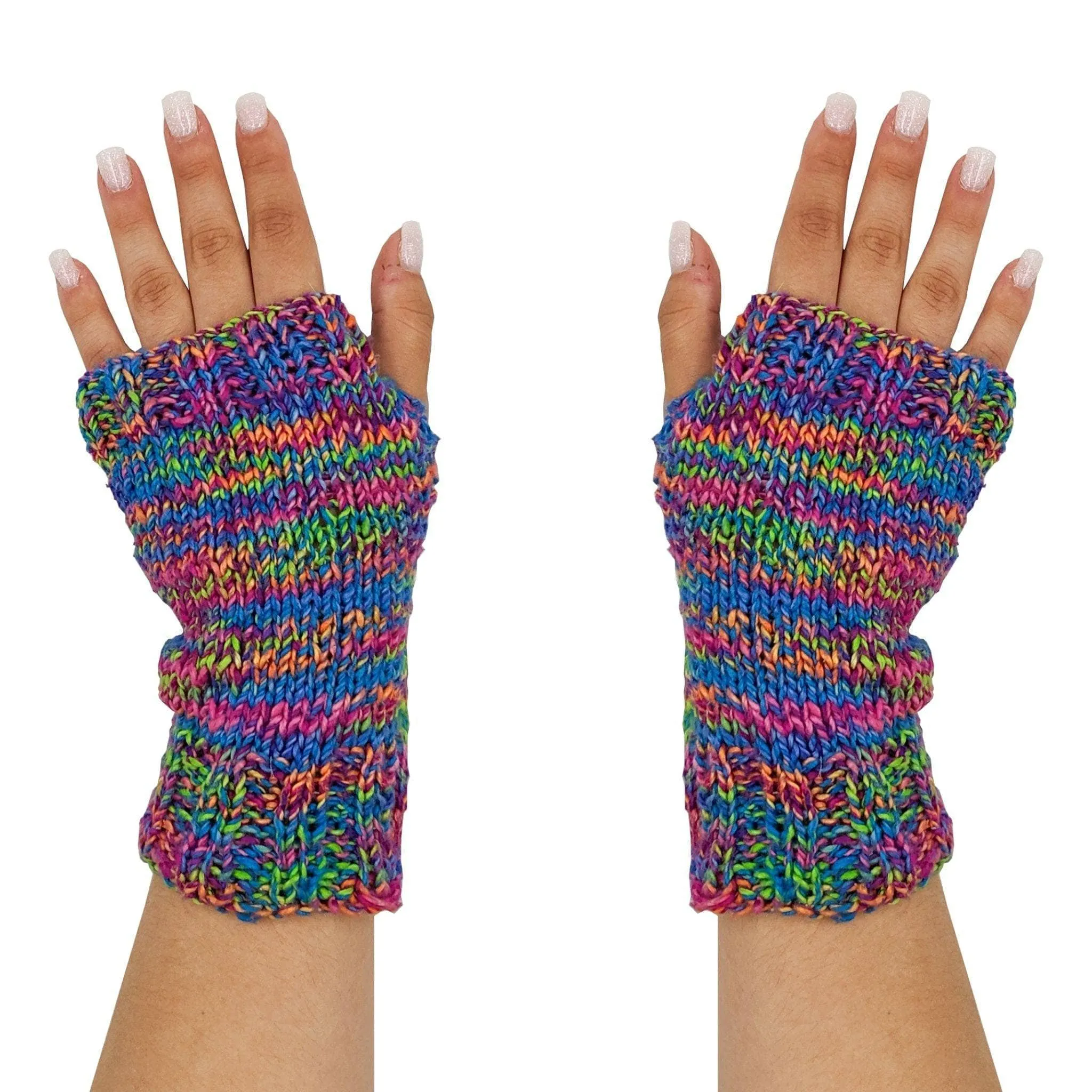 Colorful Fingerless Mitts Knitting and Crochet Kit