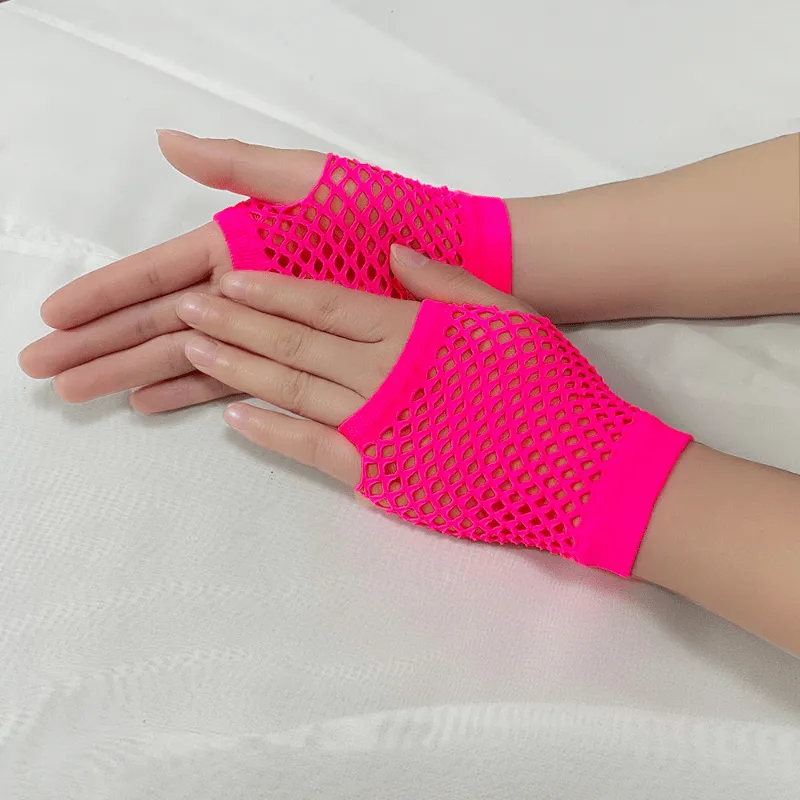 Colorful Fishnet Gloves Edgy Y2K Style for Women