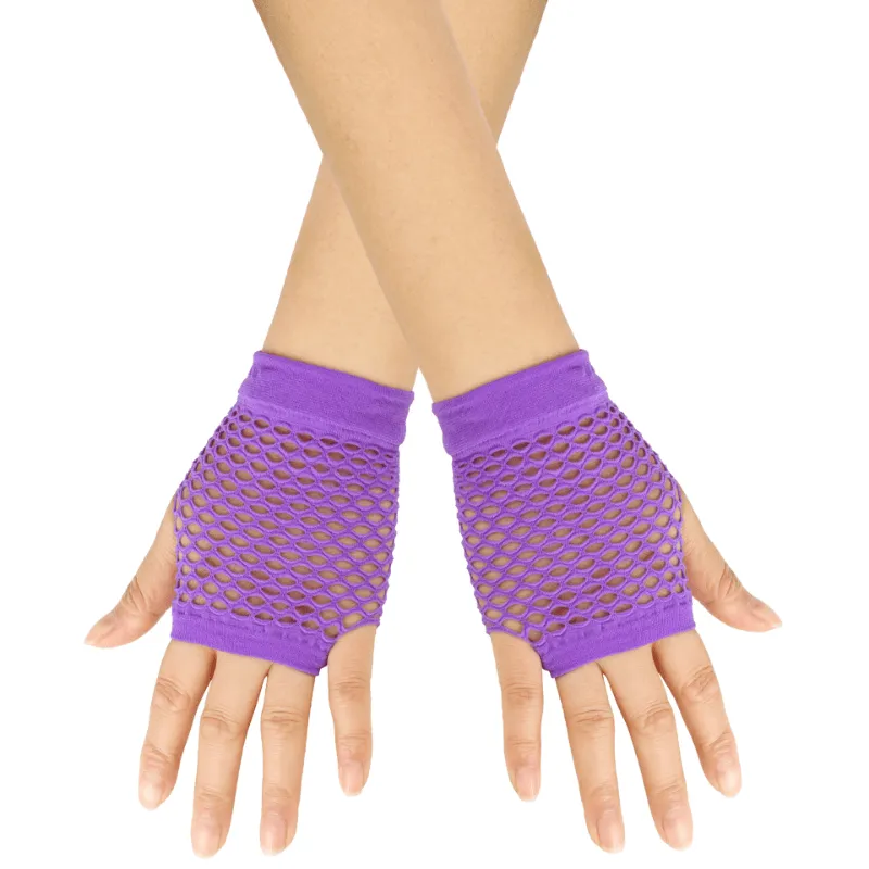 Colorful Fishnet Gloves Edgy Y2K Style for Women