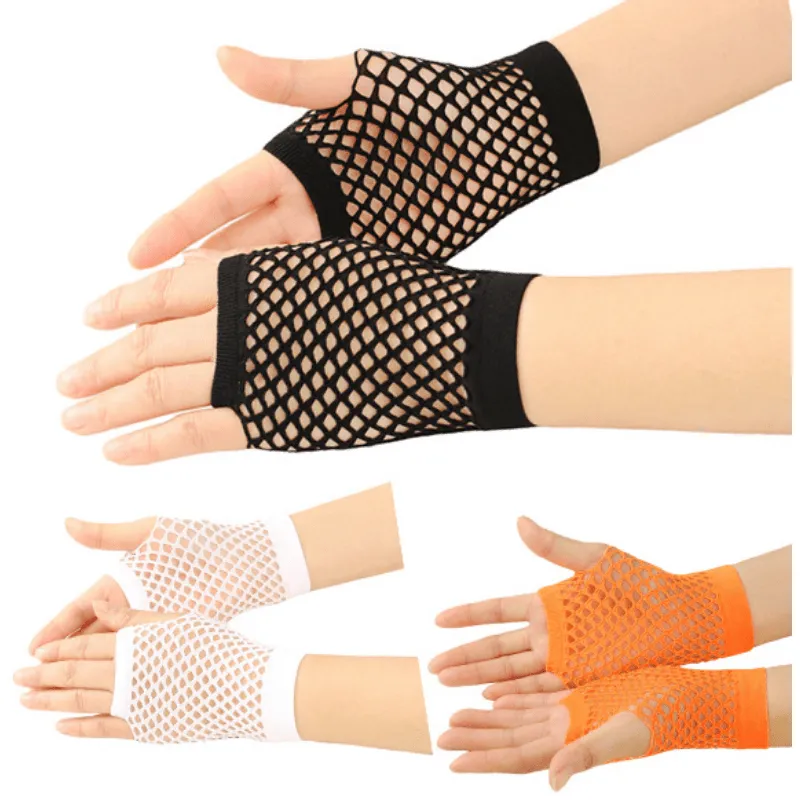 Colorful Fishnet Gloves Edgy Y2K Style for Women