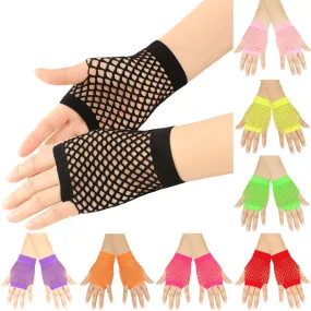 Colorful Fishnet Gloves Edgy Y2K Style for Women