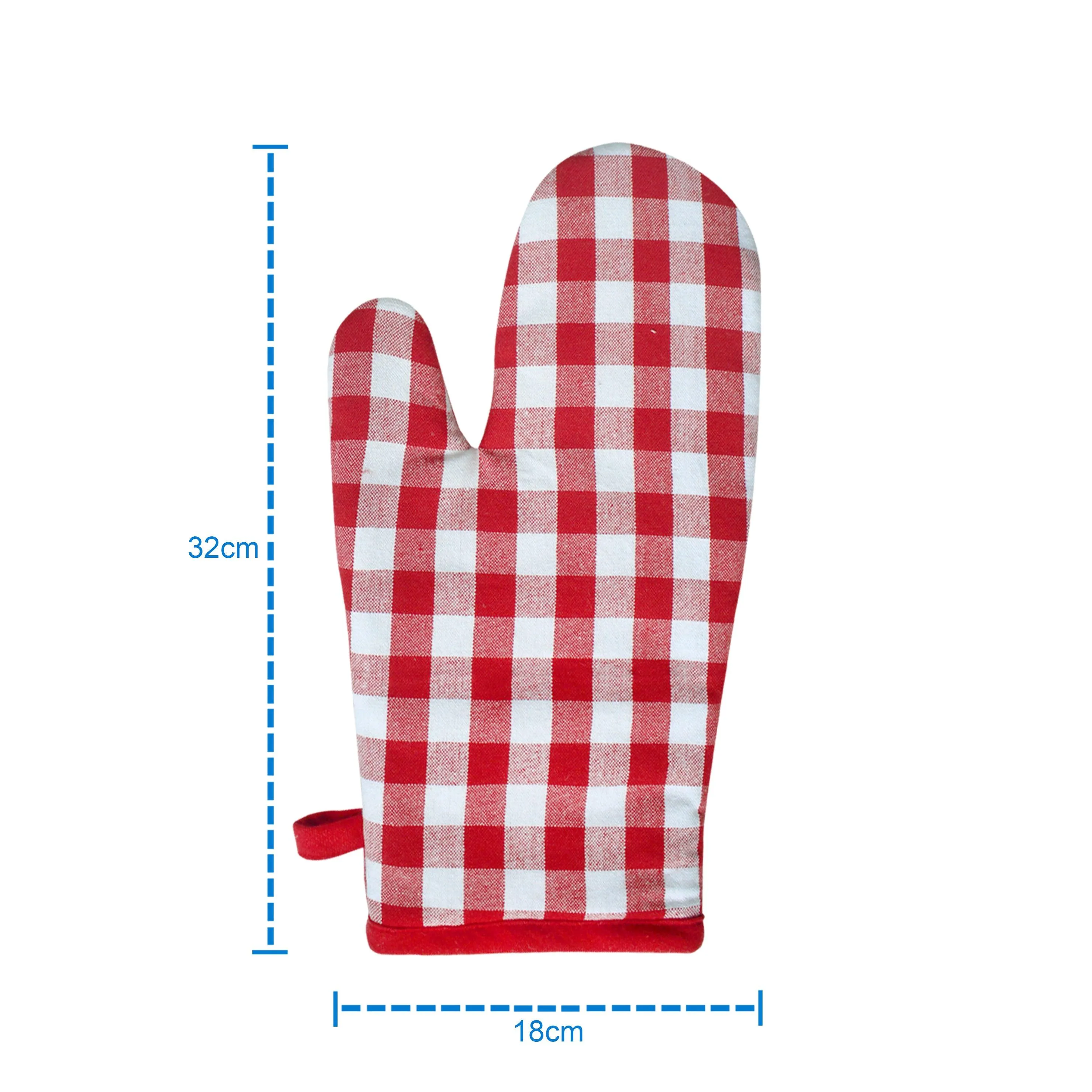 Cotton Gingham Check Red Oven Gloves Pack Of 2