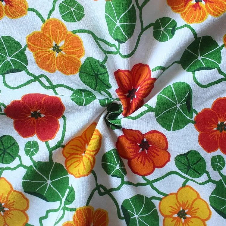 Cotton Green and Orange Flower With Green Piping Oven Gloves Pack Of 2