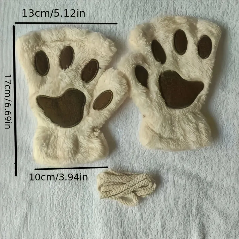 Cozy Cat Paw Fingerless Gloves - Warm, Touchscreen-Compatible, Non-Slip & Embroidered for Casual Chic