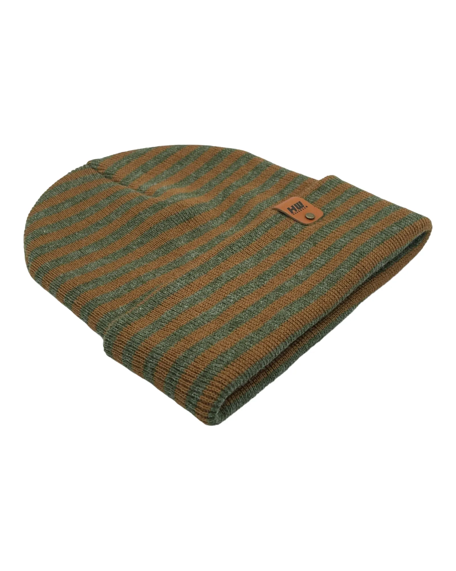 CTD206 HAAKWEAR Traditional RORO Cuffed Beanie / Hat - Green / Brown, Made in USA